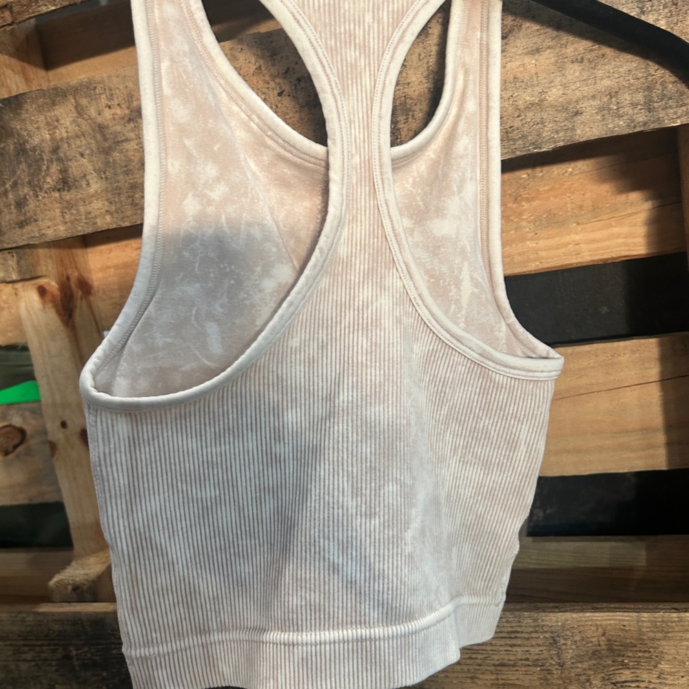 Women's Cream Ribbed Tank Top with Bra NEW these are sized as S/M, L/XL - Picture 2 of 4